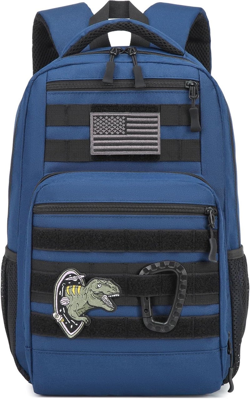 SunForMorning Kids Tactical Backpack Army Molle Bookbag Military Boys Backpack for School, Outdoor, Camping, Blue - Image 1